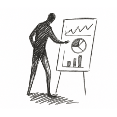 Sketch of person with graph