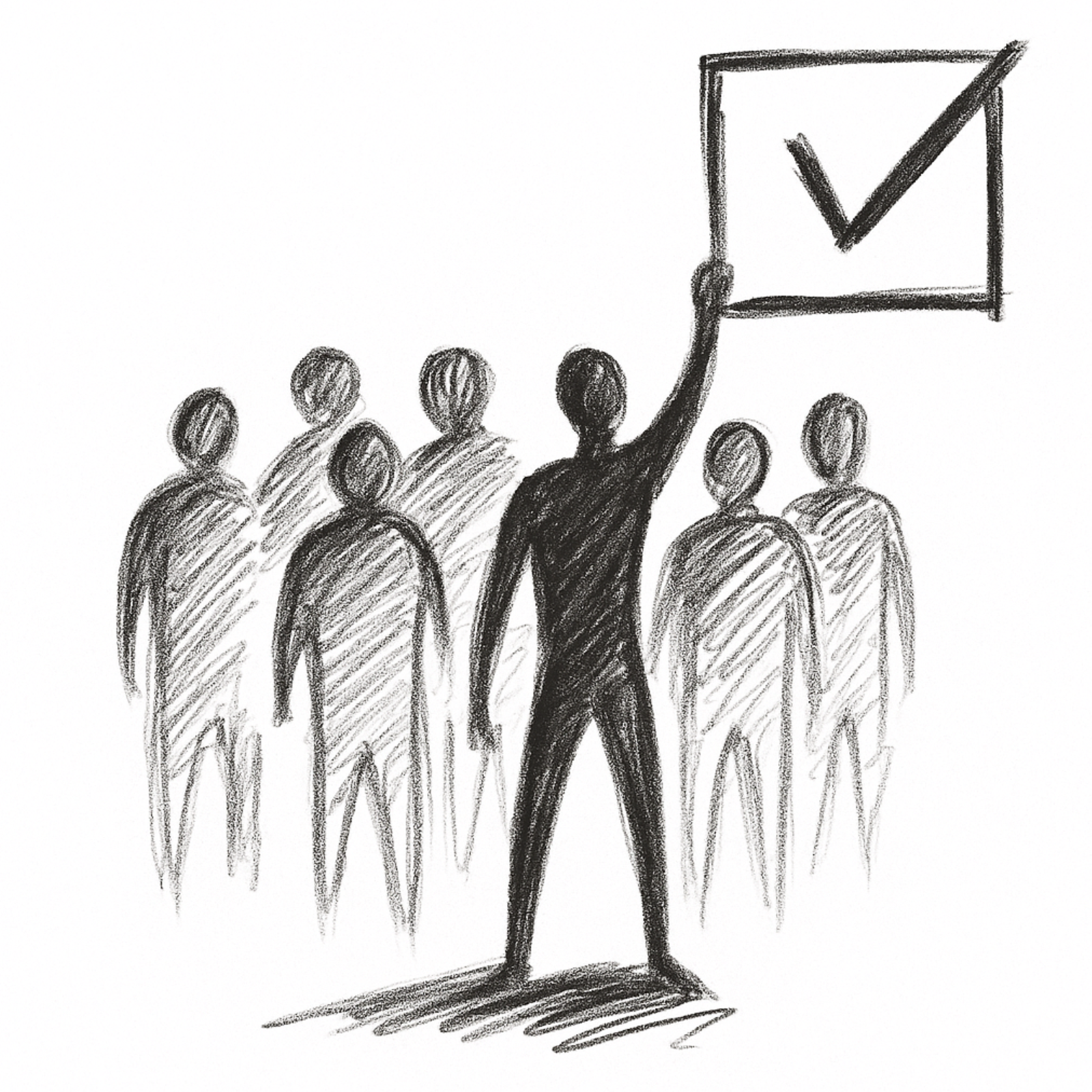 Group of people completing checklist